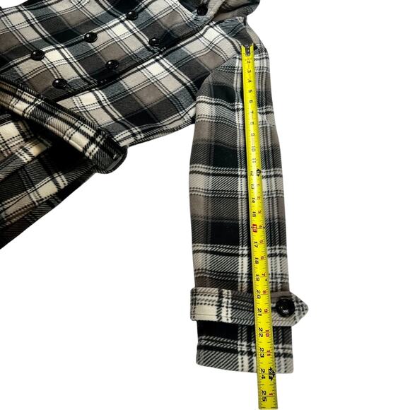 Ike Behar Plaid Double Breasted Belted Coat Jacket M Classic Preppy Academia - Picture 8 of 10